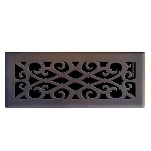 Classic Scroll 4" x 12" Steel Floor Register Oil Rubbed Bronze (OD 5.5" x 13.5")